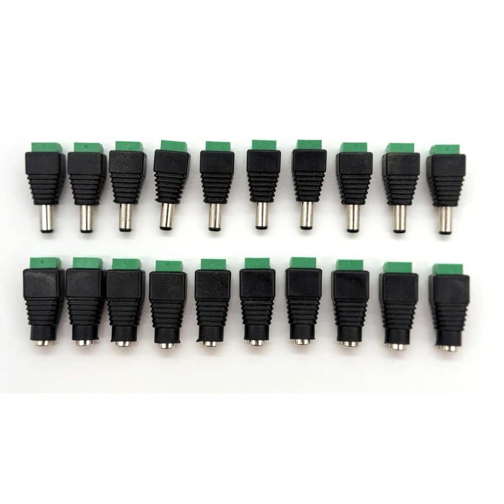 LOT of 20 DC Power Jack‎ Adapter 5.5mm x 2.1mm Male & Female 2-Pin Screw